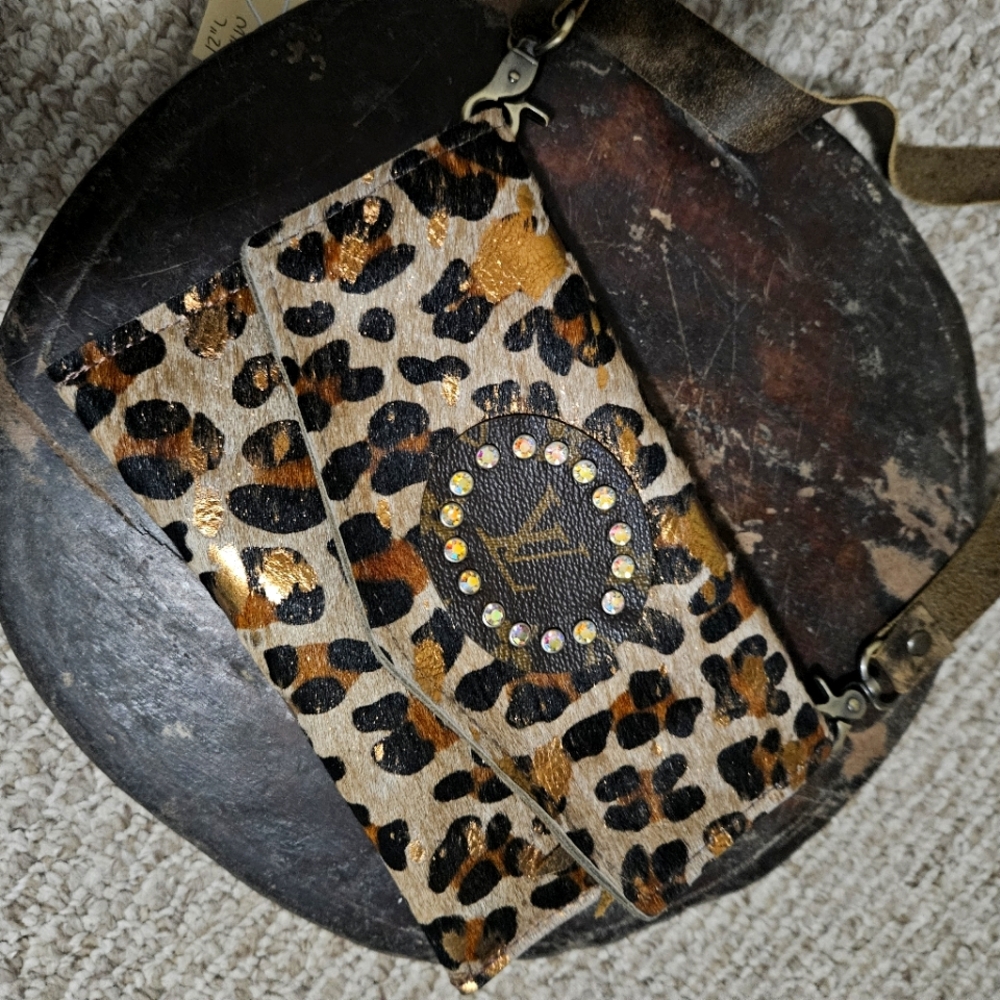 Keeping It Gypsy Leopard Print Crossbody LV Hair On Hide with Rhinestone Detail